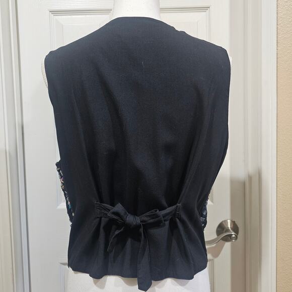 Vintage 90s Y2K Quilted Patchwork Boho Vest Rayon Size M - Picture 3 of 6